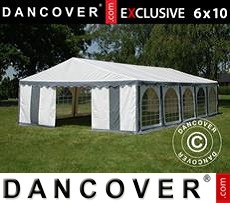 Tenda party 6x10m PVC, Grigio/Bianco