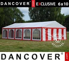 Tenda party 6x10m PVC, Rosso/Bianco